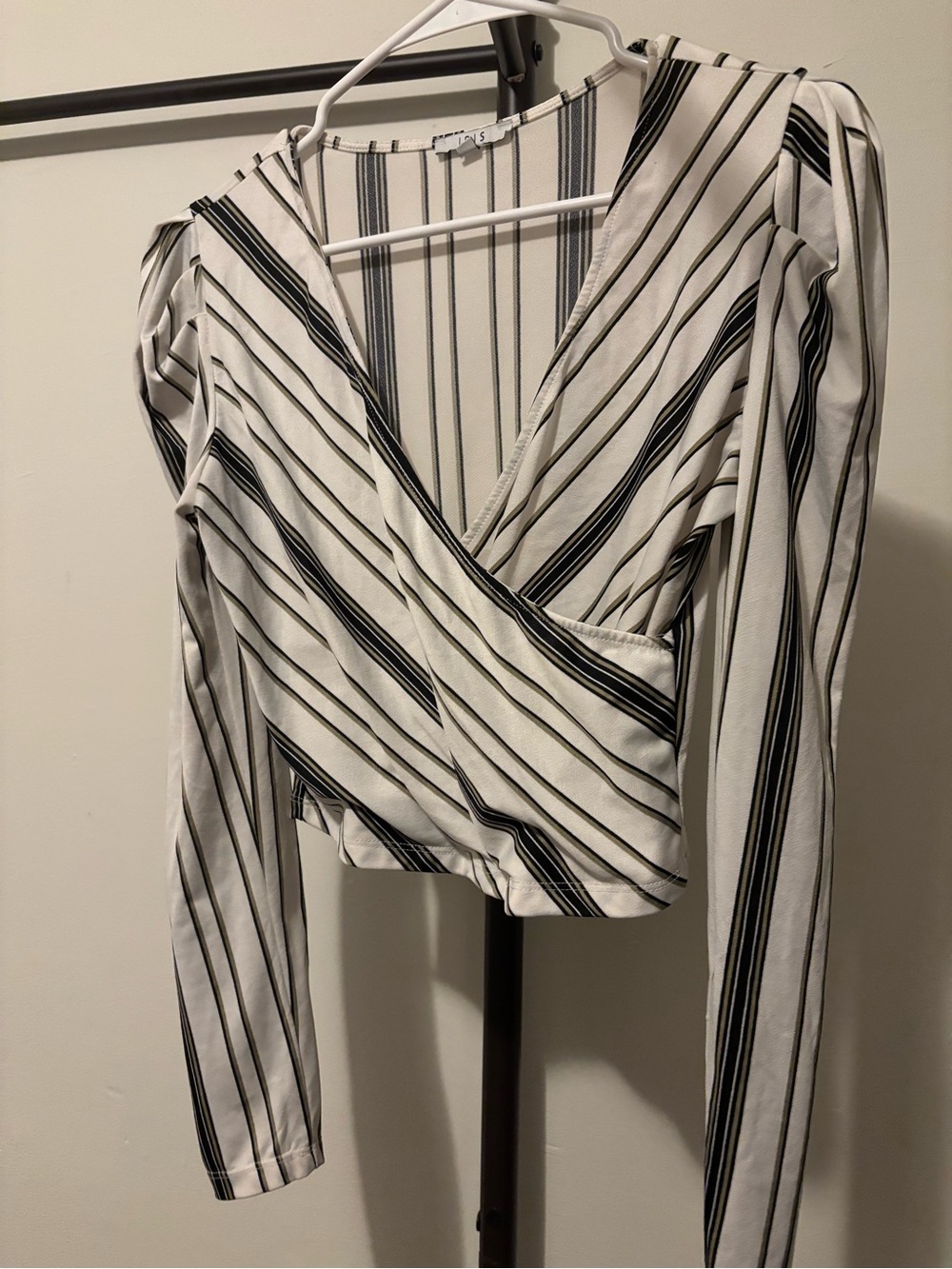IRIS Black & White Striped Wrap Crop Top